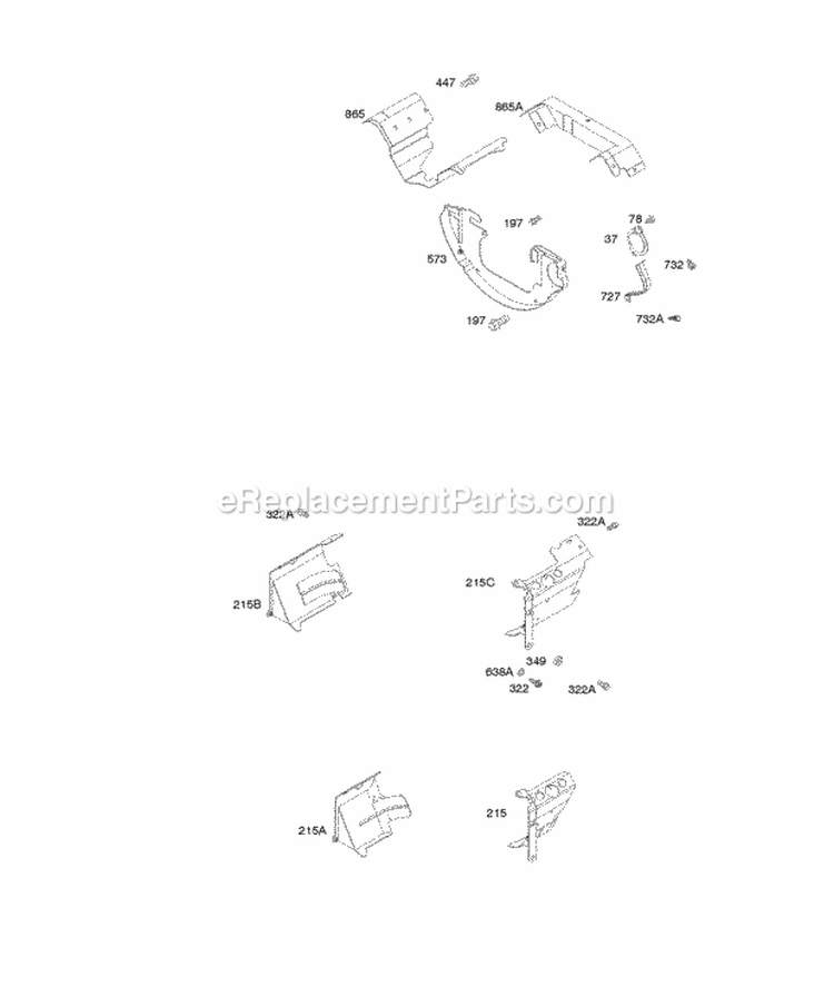 Shrouds Air Guides Diagram and Parts List for  Briggs and Stratton Engine